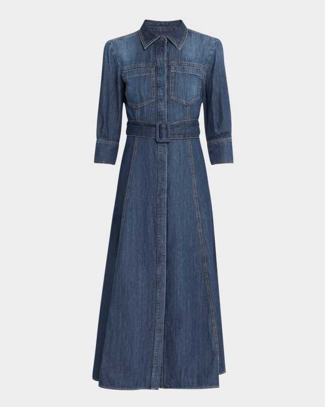 Tartufo Belted Cotton Denim Midi Shirtdress